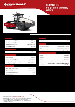 Rouleaux monocylindres Dynapac CA2800D