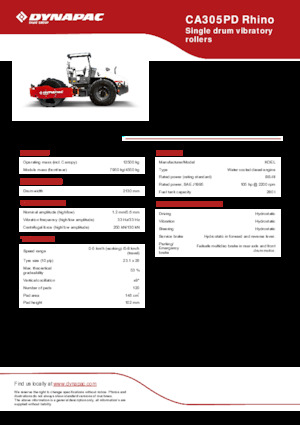 Rouleaux monocylindres Dynapac CA305PD Rhino