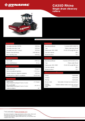 Rouleaux monocylindres Dynapac CA35D Rhino