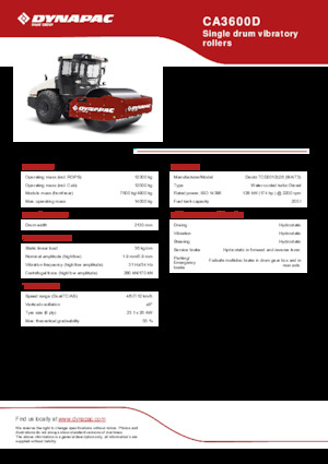 Rouleaux monocylindres Dynapac CA3600D