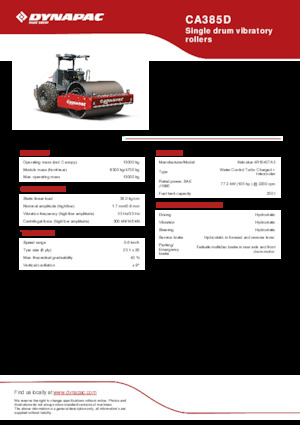 Rouleaux monocylindres Dynapac CA385D