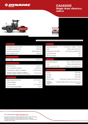 Rouleaux monocylindres Dynapac CA4600D