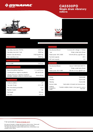 Rouleaux monocylindres Dynapac CA5500PD