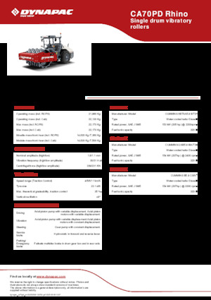 Rouleaux monocylindres Dynapac CA70PD Rhino