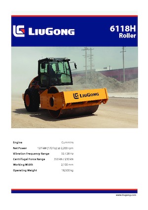 Rouleaux monocylindres Liugong 6118H
