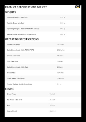 Rouleaux monocylindres Caterpillar CS7