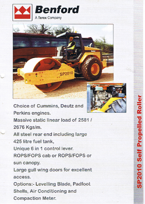 Rouleaux monocylindres Benford SP 2010 D