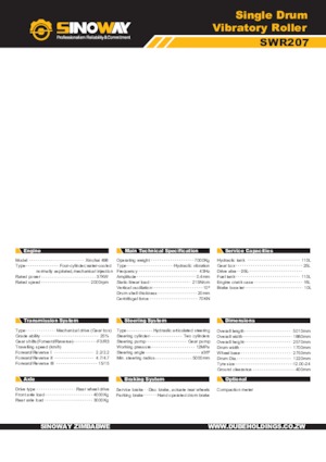 Rouleaux monocylindres Sinoway SWR207 