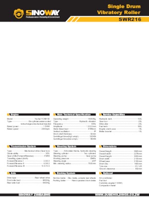Rouleaux monocylindres Sinoway SWR216