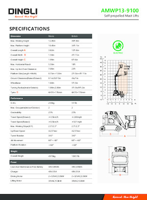 Nacelles à mât vertical unique Dingli AMWP13-9100