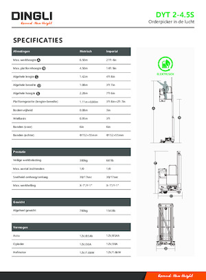 Nacelles à mât vertical unique Dingli DYT2-4.5S