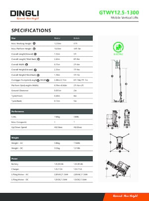 Nacelles à mât vertical unique Dingli GTWY12.5-1300