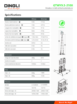 Nacelles à mât vertical unique Dingli GTWY9.5-2100