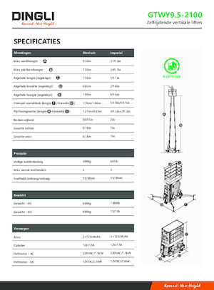 Nacelles à mât vertical unique Dingli GTWY9.5-2100