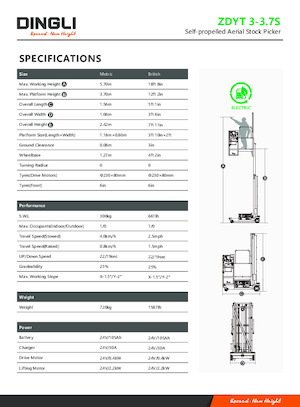 Nacelles à mât vertical unique Dingli ZDYT3-3.7S