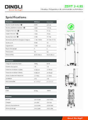 Nacelles à mât vertical unique Dingli ZDYT3-4.8S