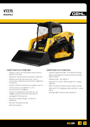 Chargeurs compacts Gehl VT275