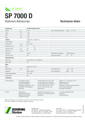 Pompes à béton fixes SCHWING-Stetter SP 7000 D