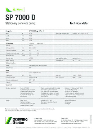 Pompes à béton fixes SCHWING-Stetter SP 7000 D