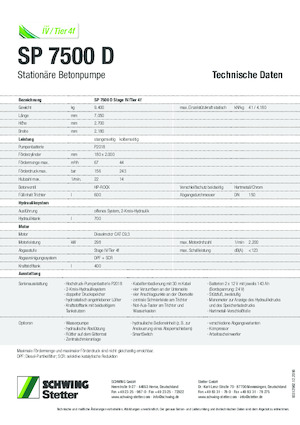 Pompes à béton fixes SCHWING-Stetter SP 7500 D