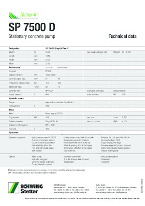 Pompes à béton fixes SCHWING-Stetter SP 7500 D