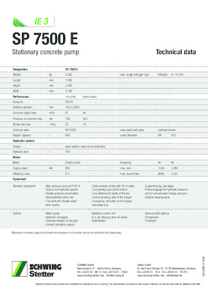 Pompes à béton fixes SCHWING-Stetter SP 7500 E