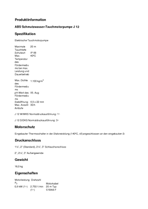 Pompes broyeurs ABS-Pumpen J 12 D