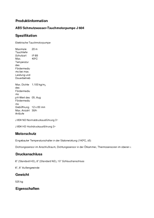 Pompes broyeurs ABS-Pumpen J 604 HD