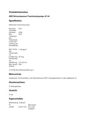 Pompes broyeurs ABS-Pumpen JC 34 HD