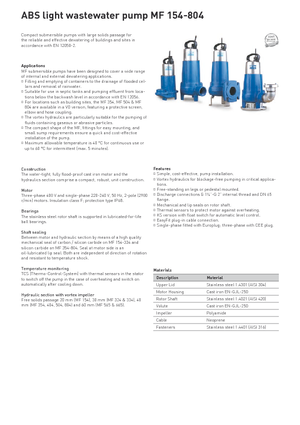 Pompes broyeurs ABS-Pumpen MF-VO 804 D