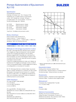 Pompes broyeurs Sulzer XJ 110 HD