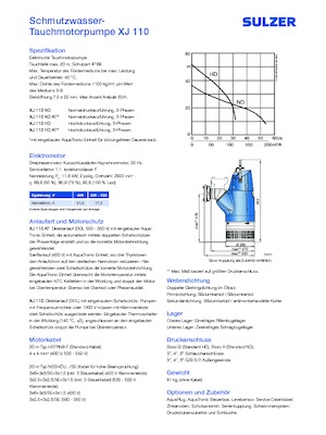 Pompes broyeurs Sulzer XJ 110 ND