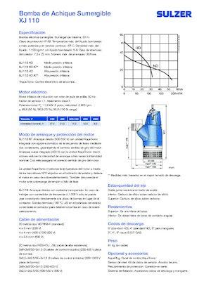 Pompes broyeurs Sulzer XJ 110 ND