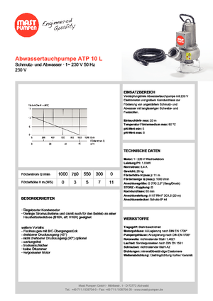 Pompes pour eaux usées Mast-Pumpen ATP 10 L