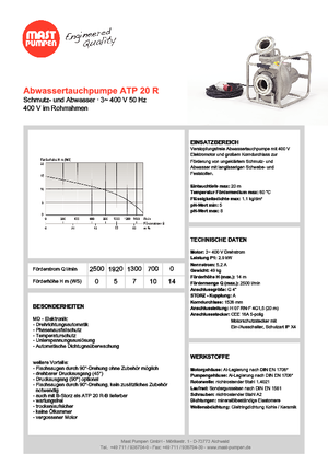 Pompes pour eaux usées Mast-Pumpen ATP 20 R