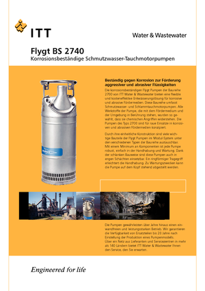 Pompes pour eaux usées Flygt-Pumpen BS 2740 MT