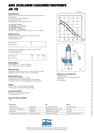 Pompes pour eaux usées ABS-Pumpen JS 12 D