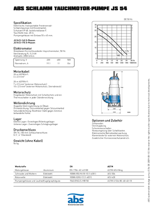 Pompes pour eaux usées ABS-Pumpen JS 54 D