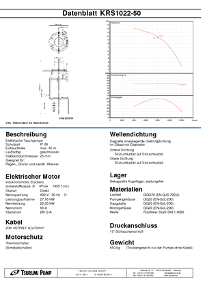 Pompes pour eaux usées Tsurumi-Pumpen KRS1022-50