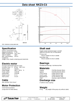 Pompes pour eaux usées Tsurumi-Pumpen NKZ3-C3