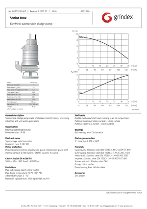 Pompes pour eaux usées Grindex Senior Inox
