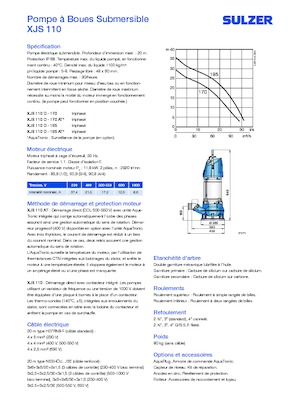 Pompes pour eaux usées Sulzer XJS 110 D-170