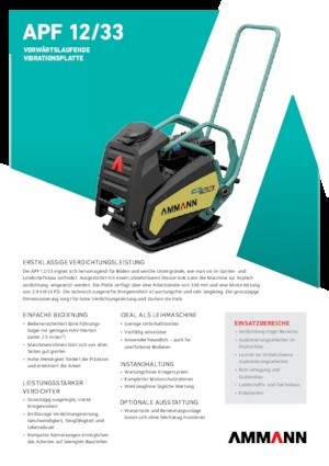 Plaques vibrantes unidirectionnelles Ammann APF 1233