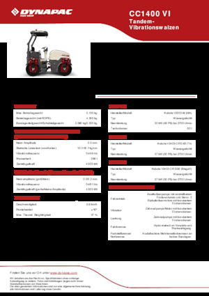 Rouleaux vibrants tandem Dynapac CC 1400 VI