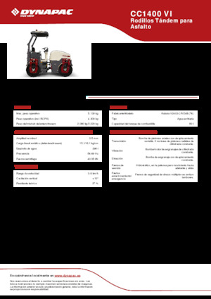 Rouleaux vibrants tandem Dynapac CC 1400 VI