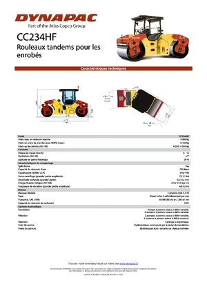 Rouleaux vibrants tandem Dynapac CC 234 HF