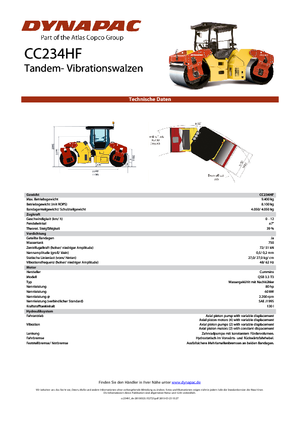 Rouleaux vibrants tandem Dynapac CC 234 HF