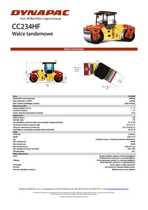 Rouleaux vibrants tandem Dynapac CC 234 HF