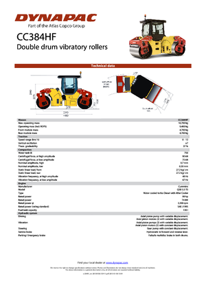 Rouleaux vibrants tandem Dynapac CC 384 HF