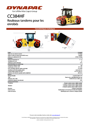 Rouleaux vibrants tandem Dynapac CC 384 HF
